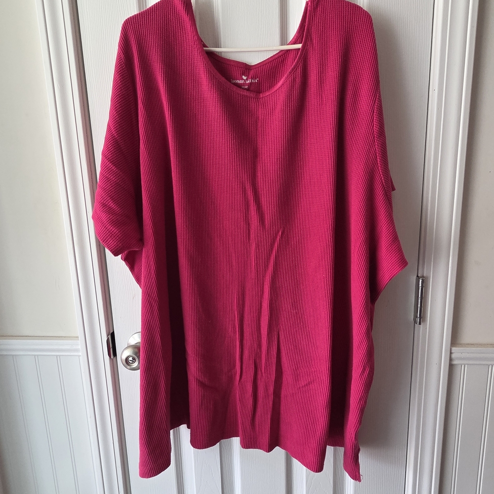 Bright Pink Ribbed Oversized Top
